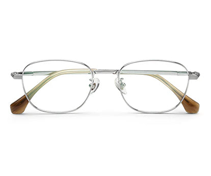 Zenith Titanium Full Rim Metallic Silver Unisex Frame with Silver and Brown Temple