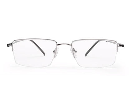 Silver Black Rectangle Half Rim Metal Frame for Men