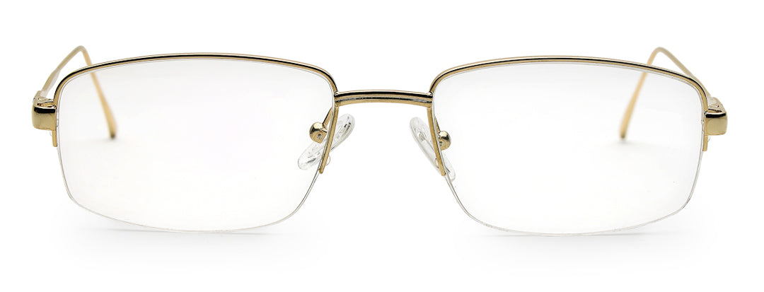 Gold Half Rim Rectangle Unisex Sleek Spectacles