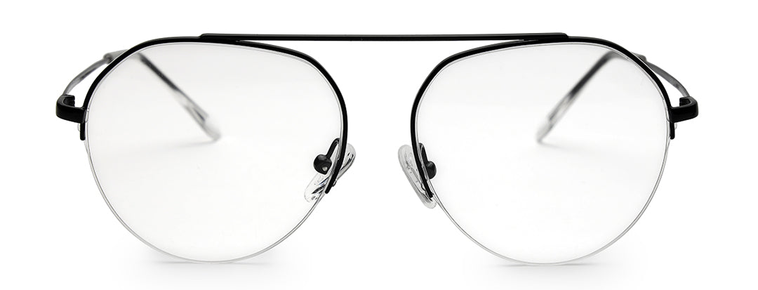 Black Half Rim Round Unisex Sleek Spectacles