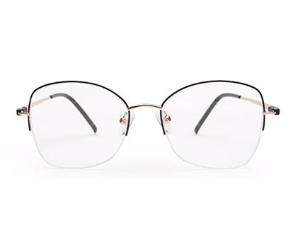Black Gold Cateyes Half Rim Metal Frame for Women