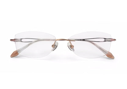 Zenith Titanium Rimless Cateye Metallic Pink Spectacle Frame