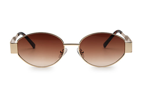 Gold Polarized Oval UV Sunglass