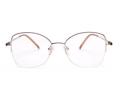 Rose Gold Cateyes Half Rim Metal Frame for Women