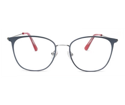 Stylish Grey Oval Frame with Red Temple