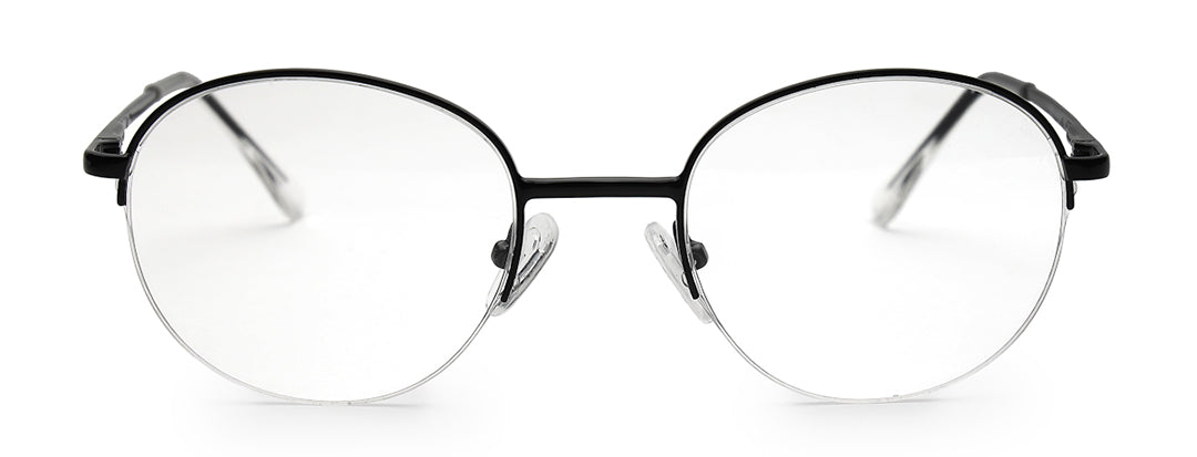 Black Half Rim Round Unisex Sleek Spectacles