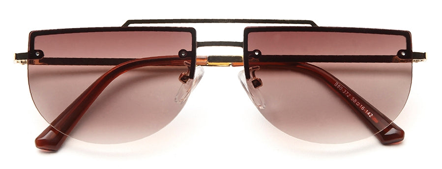 Gradient Brown Half Oval UV Sunglass