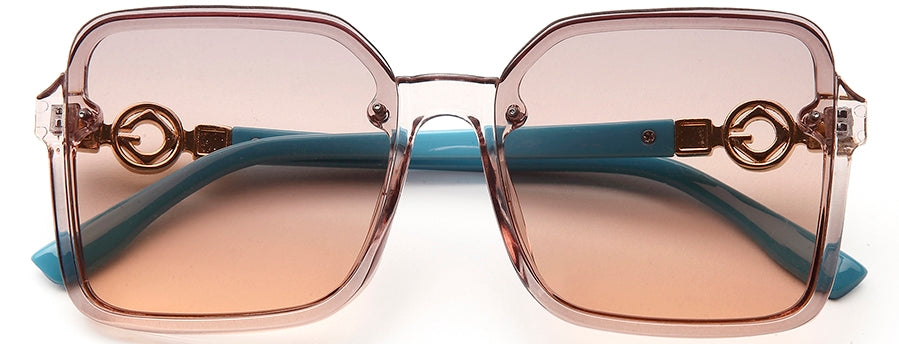 Light Pink Brown Large Squared UV Sunglass