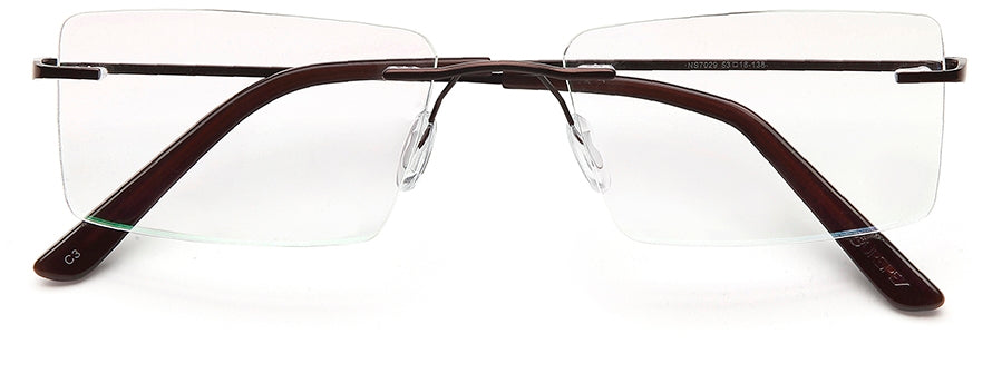 Dark Brown Rectangular Rimless Glasses Frames for Unisex