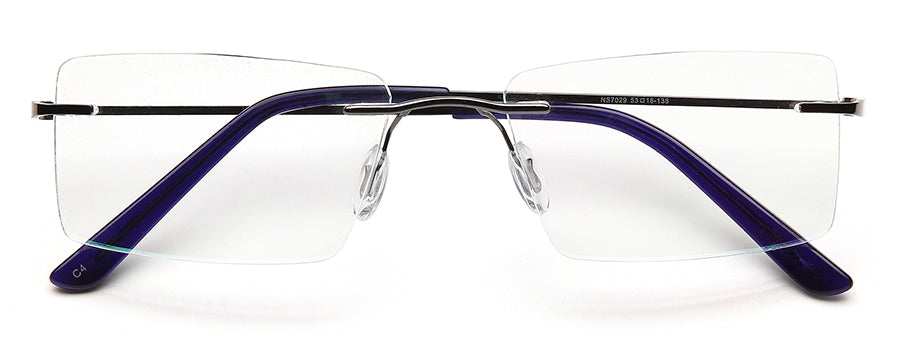 Gun Metal Rectangular Rimless Glasses Frames for Unisex