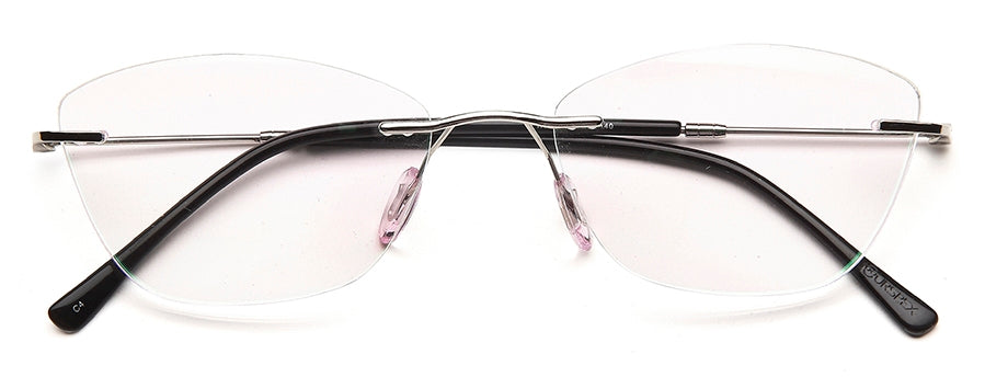 Silver Cateyes Rimless Metal Frame for Women