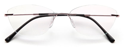 YourSpex Purple Pink Rimless Women Cat Eye Glasses 