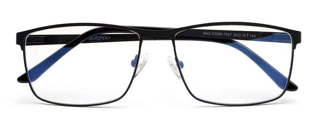 Black Metal Full-Rim Rectangle Chasma for Men