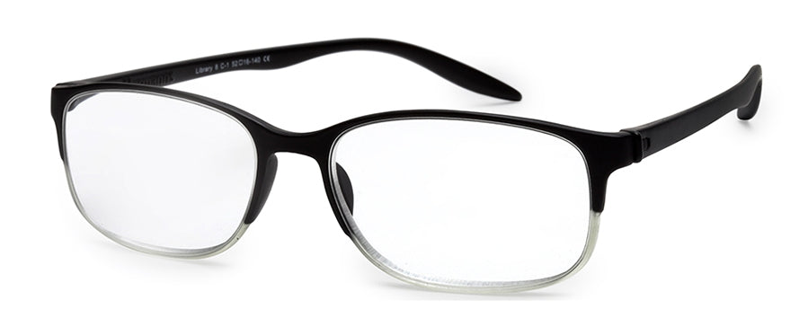 Black Rectangle Half Rim Acetate Frame - Reading Eyeglasses