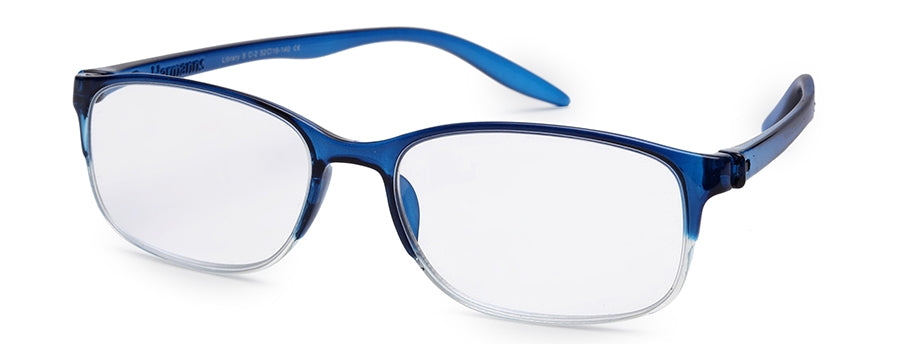 Blue Rectangle Half Rim Acetate Frame - Reading Eyeglasses