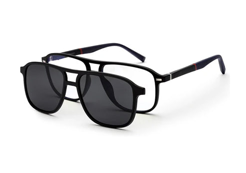 Dark Blue Square Clip-On Eyeglasses for Men