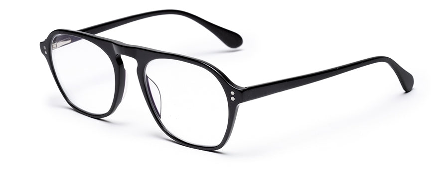 Black MOD Aviator Style Acetate Eyeglass Frame for Men