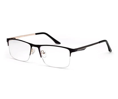 Black Half-Rim Rectangle Eyeglasses for Men