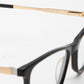 Black Rectangle Eyeglasses Acetate Frame with Gold Metal Temple for Men & Women