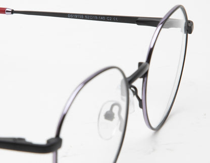 Grey Round Full Rim Glasses Metal Frame for Women