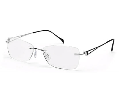 Silver Rectangle Rimless Metal Frame for Men & Women