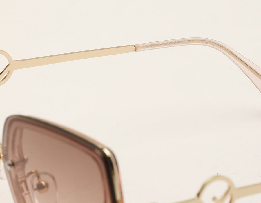 Gradual Brown Pink Square Shaped UV Sunglass