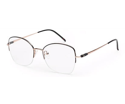 Black Gold Cateyes Half Rim Metal Frame for Women