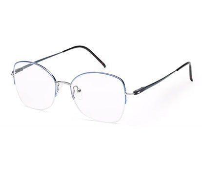 Blue Black Cateyes Half Rim Metal Frame for Women