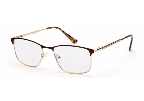 Brown Gold Tort Rectangle Eyeglasses for Men