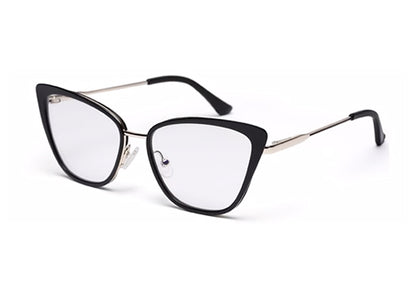 Black Cateye Style Metal Acetate Women Eyeglasses Frame