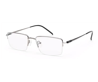Silver Black Rectangle Half Rim Metal Frame for Men