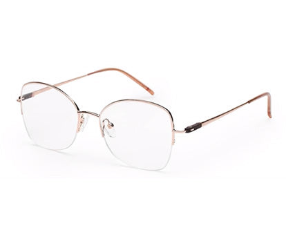 Rose Gold Cateyes Half Rim Metal Frame for Women