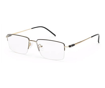 Gold Black Rectangle Half Rim Metal Frame for Men
