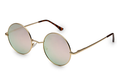 Peach Green Mirror Metal UV Sunglasses