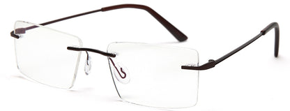 Dark Brown Rectangular Rimless Glasses Frames for Unisex