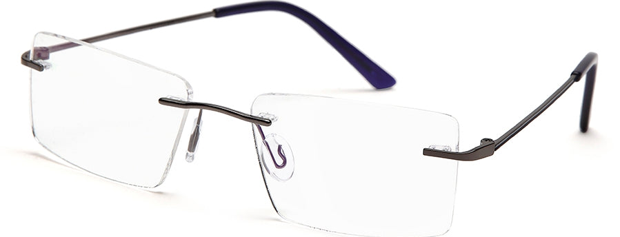 Gun Metal Rectangular Rimless Glasses Frames for Unisex