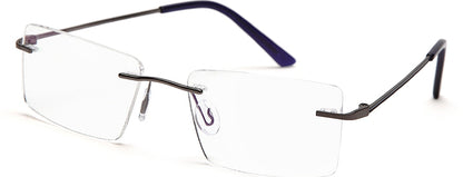 Gun Metal Rectangular Rimless Glasses Frames for Unisex