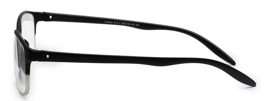 Black Rectangle Half Rim Acetate Frame - Reading Eyeglasses