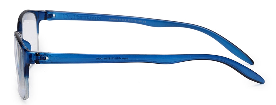 Blue Rectangle Half Rim Acetate Frame - Reading Eyeglasses