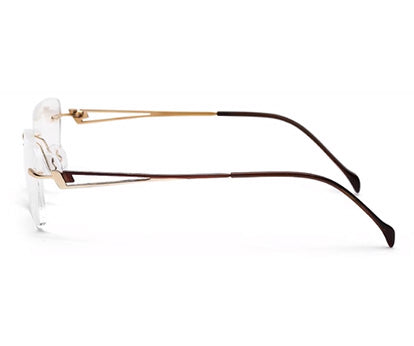 Brown Rectangle Rimless Metal Frame for Men & Women