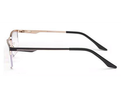 Black Half-Rim Rectangle Eyeglasses for Men
