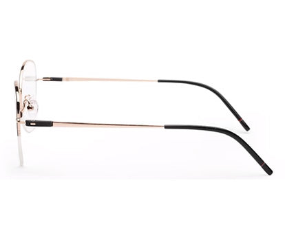 Black Gold Cateyes Half Rim Metal Frame for Women