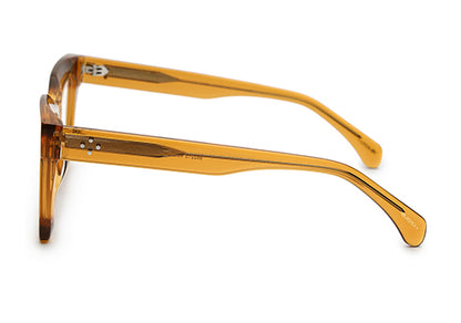 Thick Pale Yellow-Brown Full Rim Square Unisex Sleek Spectacles