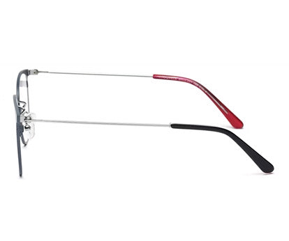 Stylish Grey Oval Frame with Red Temple