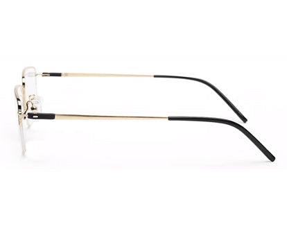 Gold Black Rectangle Half Rim Metal Frame for Men