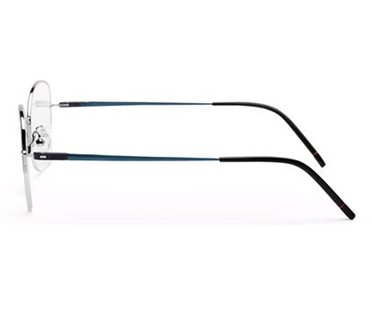Blue Black Cateyes Half Rim Metal Frame for Women