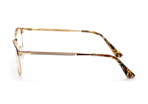 Brown Gold Tort Rectangle Eyeglasses for Men
