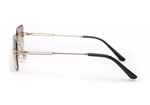 Gradient Brown Rimless Rectangle Sunglass for Men and Women