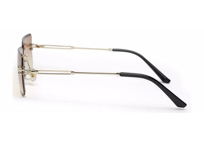 Gradient Brown Rimless Rectangle Sunglass for Men and Women