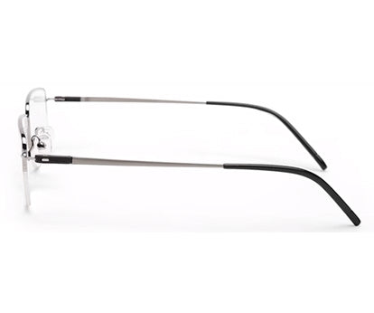 Silver Black Rectangle Half Rim Metal Frame for Men